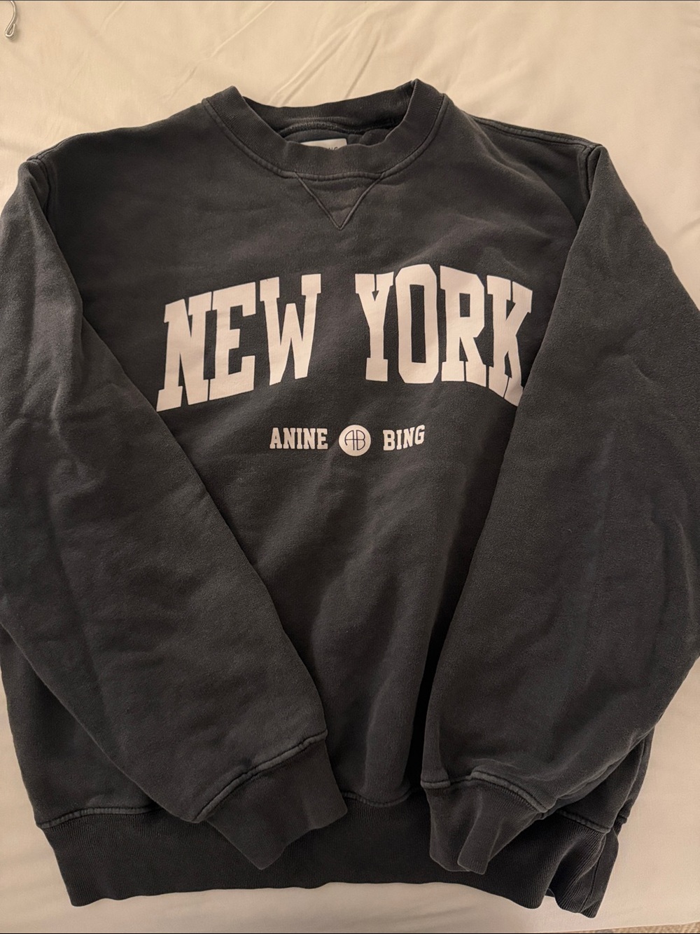 Anine Bing Black Crewneck with White 'New York' Print